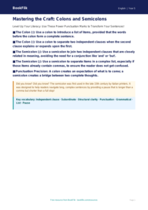 Free Colons And Semicolons Poster | Year 5 Greater Depth | BookFlik