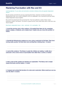 Free Colons And Semicolons Worksheet | Year 5 Greater Depth | BookFlik