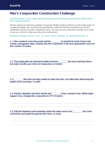 Free Conjunctions Activity Sheet | Year 5 Greater Depth | BookFlik