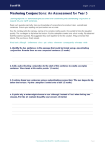 Free Conjunctions Assessment | Year 5 Greater Depth | BookFlik