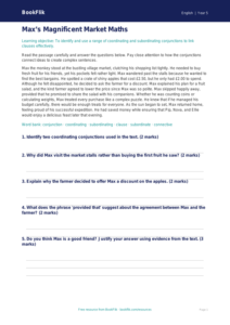 Free Conjunctions Comprehension | Year 5 Greater Depth | BookFlik