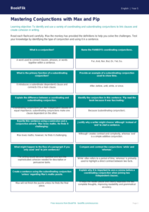 Free Conjunctions Flashcards | Year 5 Greater Depth | BookFlik
