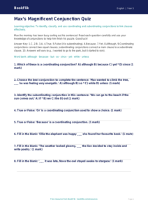 Free Conjunctions Quiz | Year 5 Greater Depth | BookFlik