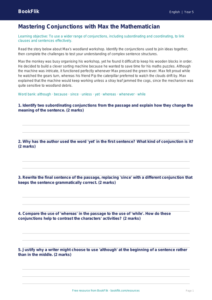 Free Conjunctions Track Sheet | Year 5 Greater Depth | BookFlik