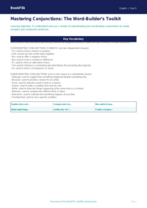 Free Conjunctions Word Mat | Year 5 Greater Depth | BookFlik