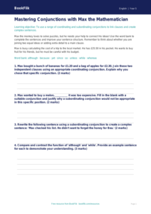 Free Conjunctions Worksheet | Year 5 Greater Depth | BookFlik