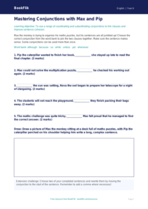 Free Conjunctions Activity Sheet | Year 6 Core | BookFlik