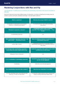 Free Conjunctions Flashcards | Year 6 Core | BookFlik