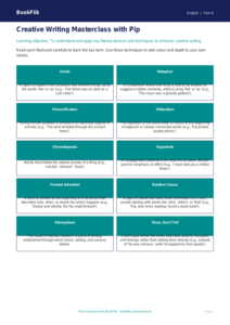 Free Creative Writing Flashcards | Year 6 Core | BookFlik