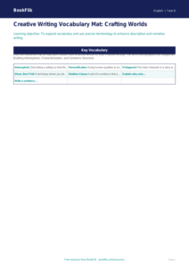 Free Creative Writing Word Mat | Year 6 Core | BookFlik