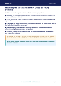 Free Discussion Texts Poster | Year 5 Greater Depth | BookFlik