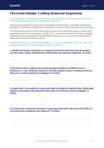 Free Discussion Texts Worksheet | Year 5 Greater Depth | BookFlik
