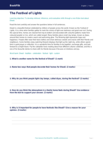 Free Diwali Story Comprehension | Year 3 Core | BookFlik