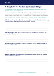 Free Diwali Story Template | Year 3 Core | BookFlik