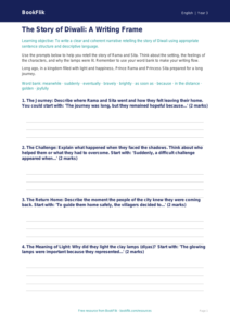 Free Diwali Story Writing Frame | Year 3 Core | BookFlik