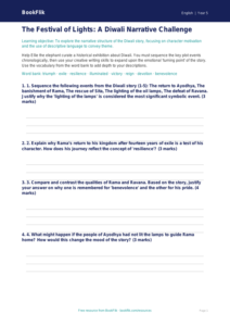 Free Diwali Story Activity Sheet | Year 5 Greater Depth | BookFlik