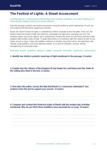 Free Diwali Story Assessment | Year 5 Greater Depth | BookFlik