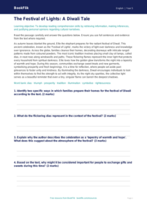 Free Diwali Story Comprehension | Year 5 Greater Depth | BookFlik