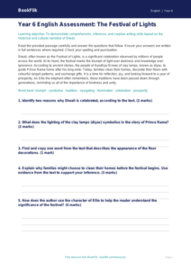 Free Diwali Story Assessment | Year 6 Core | BookFlik