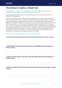 Free Diwali Story Comprehension | Year 6 Core | BookFlik