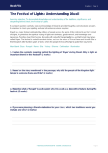 Free Diwali Story Worksheet | Year 6 Core | BookFlik