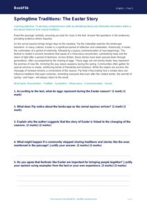 Free Easter Story Comprehension | Year 5 Greater Depth | BookFlik