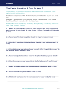 Free Easter Story Quiz | Year 6 Core | BookFlik