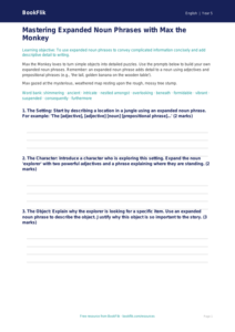 Free Expanded Noun Phrases Writing Frame | Year 5 Greater Depth | BookFlik