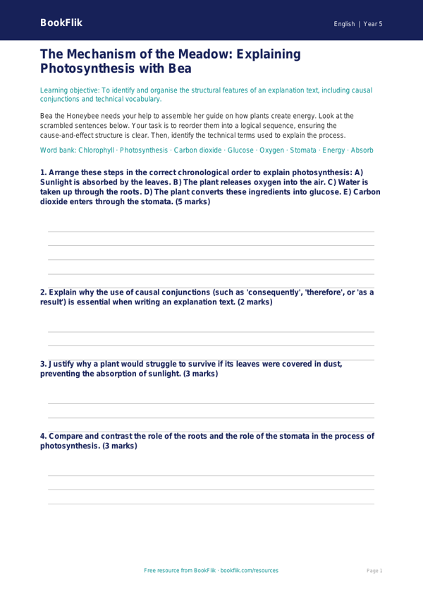 Free Explanation Texts Activity Sheet | Year 5 Greater Depth | BookFlik worksheet preview — English Explanation Texts