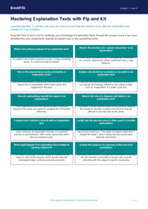 Free Explanation Texts Flashcards | Year 5 Greater Depth | BookFlik