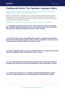 Free Figurative Language Activity Sheet | Year 5 Greater Depth | BookFlik