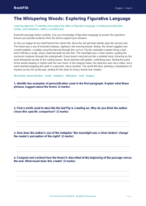 Free Figurative Language Comprehension | Year 5 Greater Depth | BookFlik