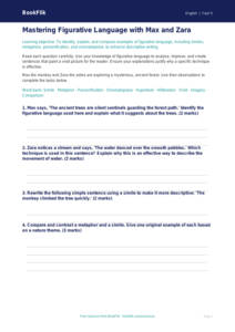 Free Figurative Language Worksheet | Year 5 Greater Depth | BookFlik