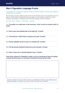 Free Figurative Language Activity Sheet | Year 6 Core | BookFlik