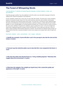Free Figurative Language Comprehension | Year 6 Core | BookFlik