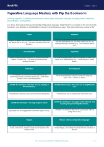 Free Figurative Language Flashcards | Year 6 Core | BookFlik
