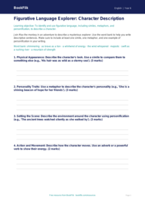 Free Figurative Language Template | Year 6 Core | BookFlik