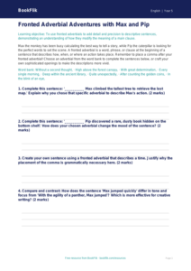 Free Fronted Adverbials Activity Sheet | Year 5 Greater Depth | BookFlik