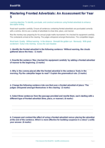 Free Fronted Adverbials Assessment | Year 5 Greater Depth | BookFlik