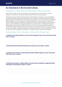 Free Fronted Adverbials Comprehension | Year 5 Greater Depth | BookFlik