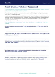 Free Grammar Assessment | Year 6 Core | BookFlik