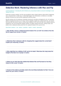 Free Inference Worksheet | Year 6 Core | BookFlik