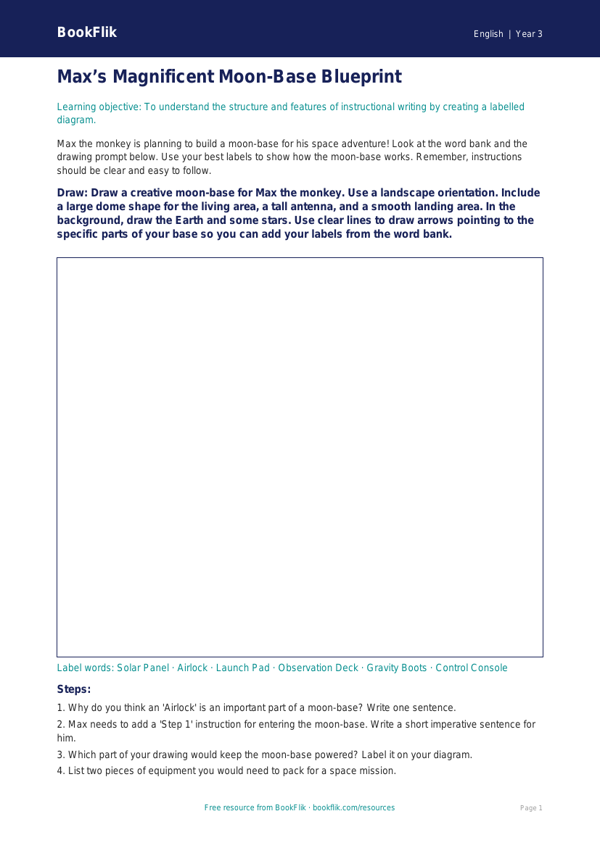 Free Instructions Drawing Sheet | Year 3 Core | BookFlik worksheet preview — English Instructions