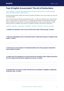 Free Instructions Assessment | Year 6 Core | BookFlik