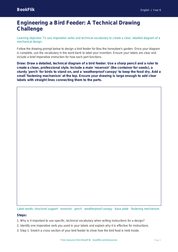 Free Instructions Drawing Sheet | Year 6 Core | BookFlik worksheet preview — English Instructions