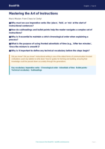Free Instructions Poster | Year 6 Core | BookFlik