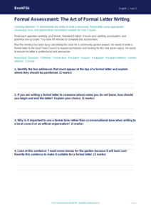 Free Letter Writing Assessment | Year 5 Greater Depth | BookFlik