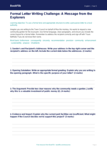 Free Letter Writing Template | Year 5 Greater Depth | BookFlik
