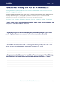 Free Letter Writing Worksheet | Year 5 Greater Depth | BookFlik