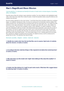 Free Modal Verbs Comprehension | Year 5 Greater Depth | BookFlik